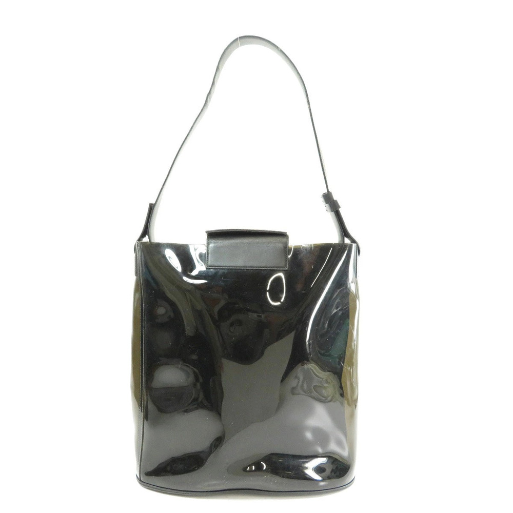 Salvatore Ferragamo Vinyl Embossed Bag Shoulder Black